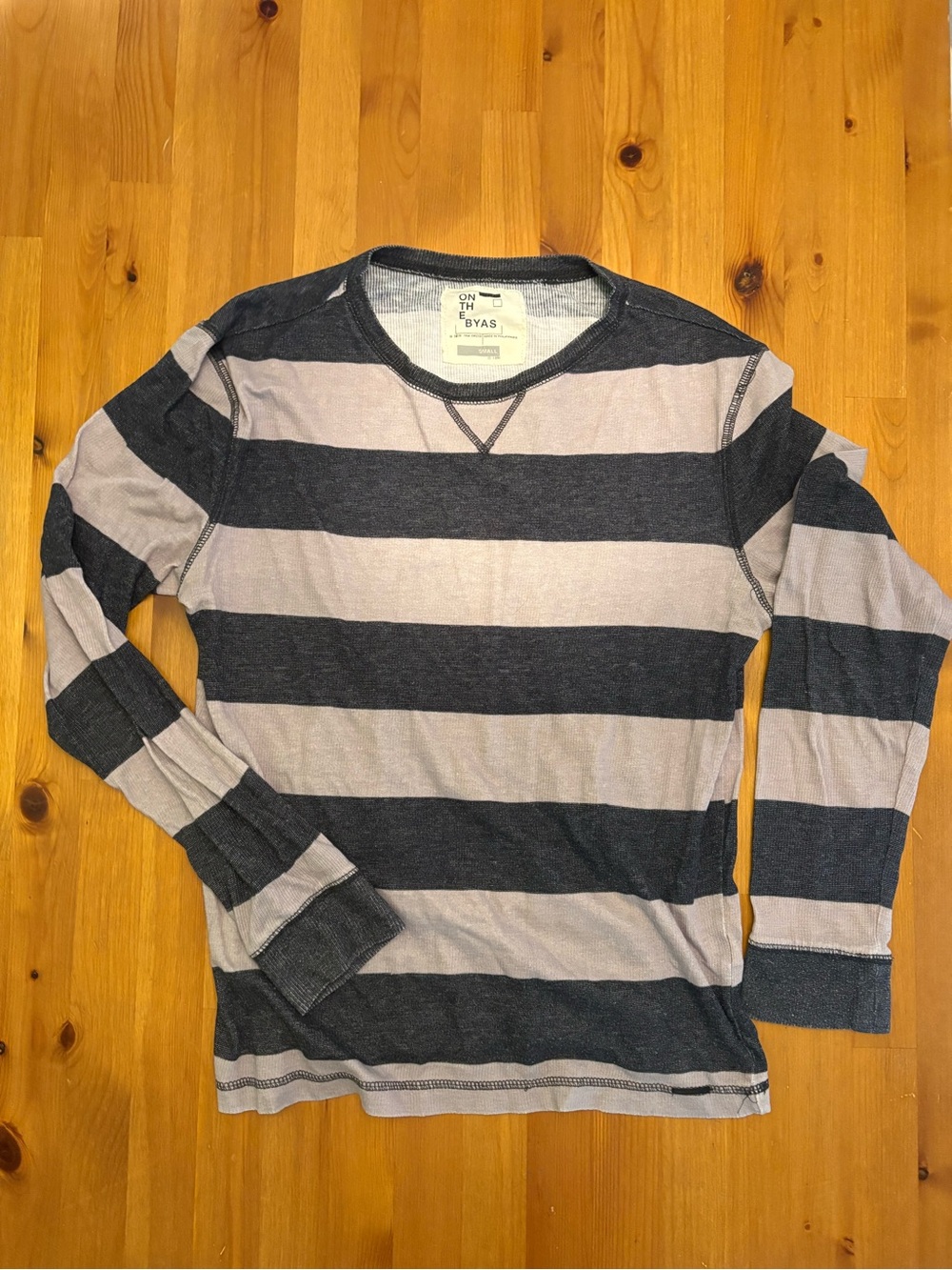 on the byas Men's Long-Sleeve Striped Tee - Charcoal & Light Gray